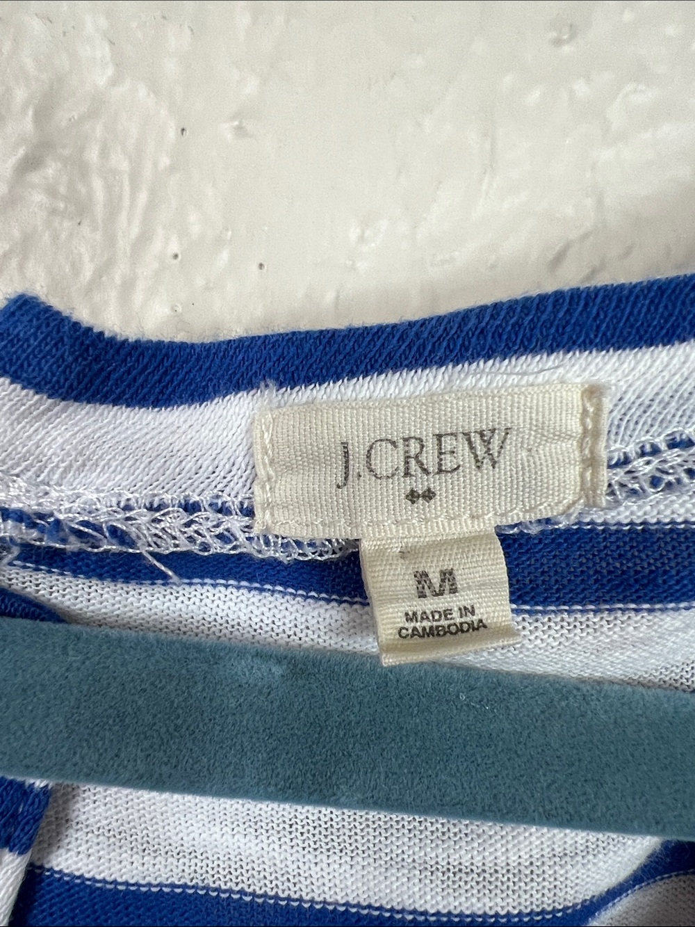 J. Crew Blue & White Stripe Back Zip 3/4 Sleeve Scoop Neck Top Medium - Picture 2 of 7